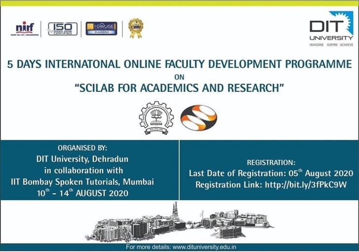 5 Days International Online FDP on 'SCILAB For Academics & Research'