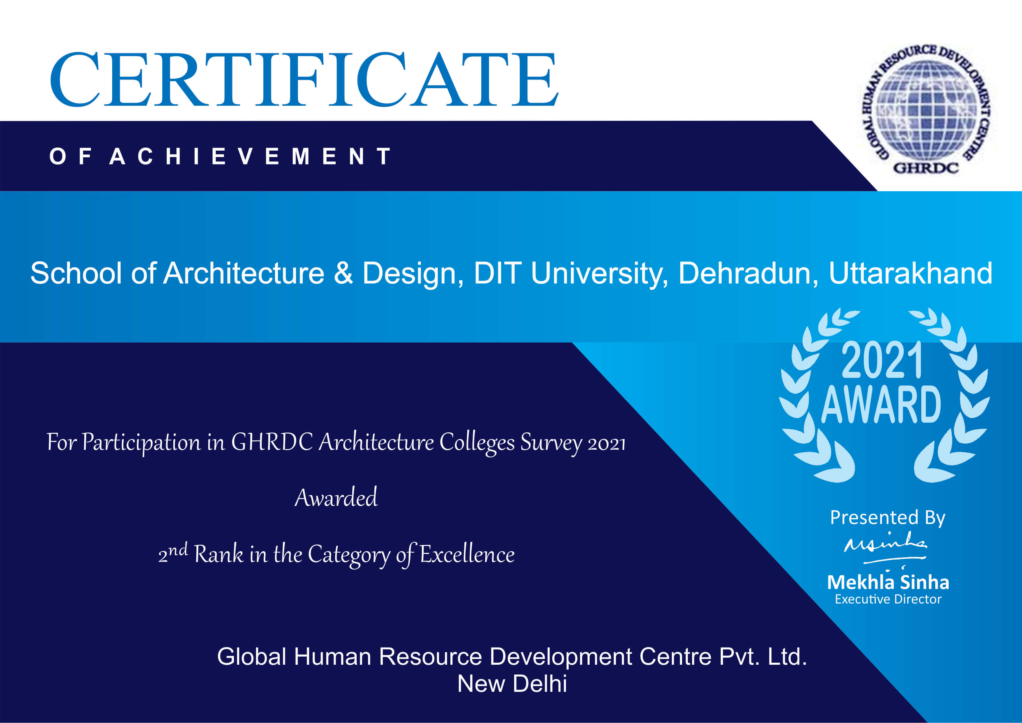 SoAD ranks 2nd- GHRDC Architecture College Survey 2021