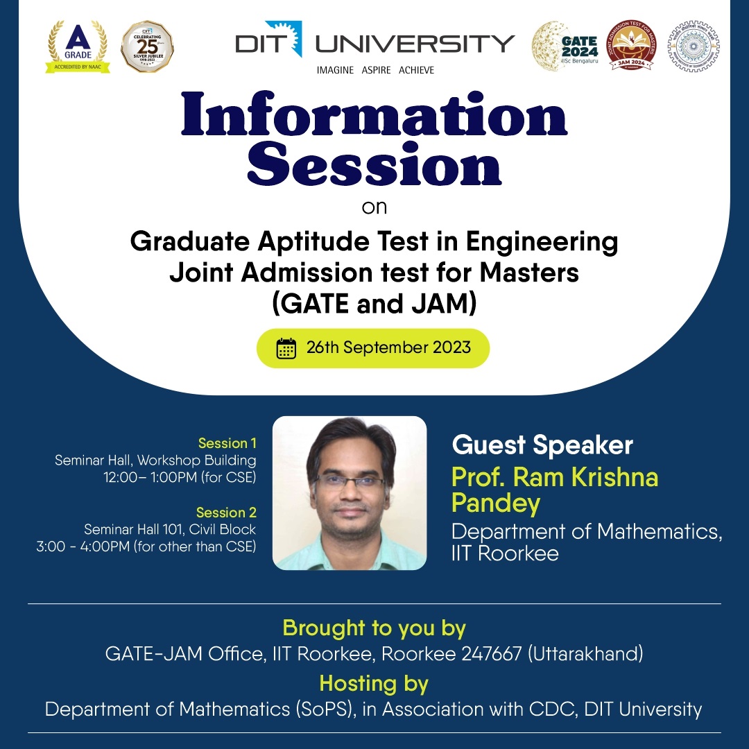 Information Sessions on “Graduate Aptitude Test in Engineering and Joint Admission test for Masters (GATE and JAM)