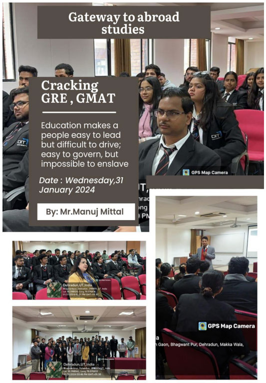 Exert Talk on GRE,GMAT & Higher Studies abroad By Mr. Manuj Mittal